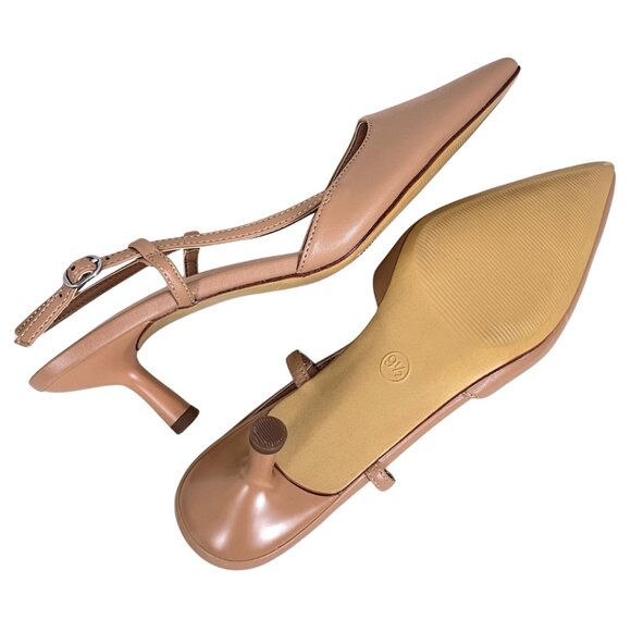 A New Day "Annette" Nude Kitten Heel Slingback Pointed Toe Dress Shoes NWOB - Picture 9 of 11